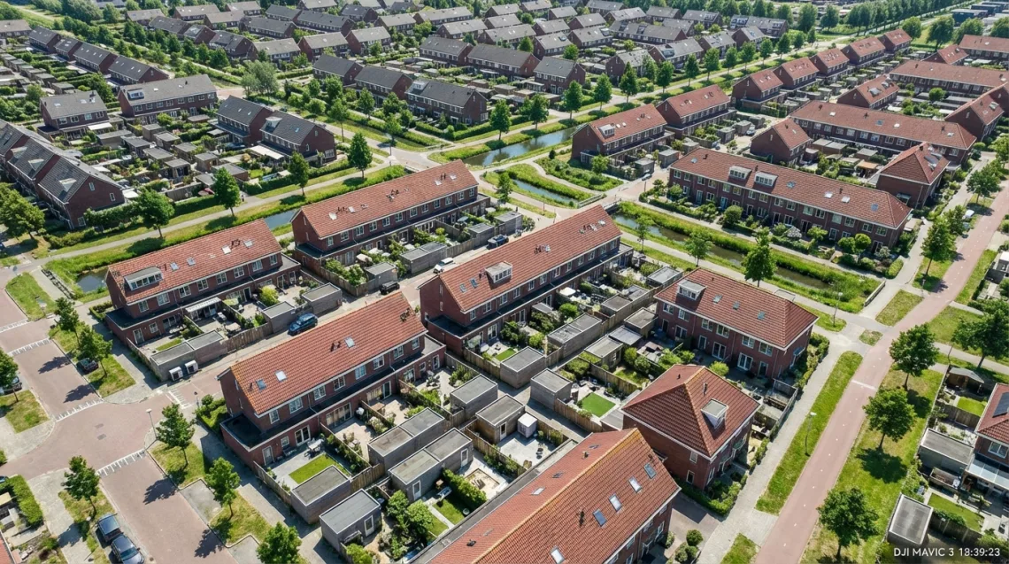 Warmtepomp Marknesse (Flevoland) - Luchtfoto warmtepompen in Nederlandse wijk