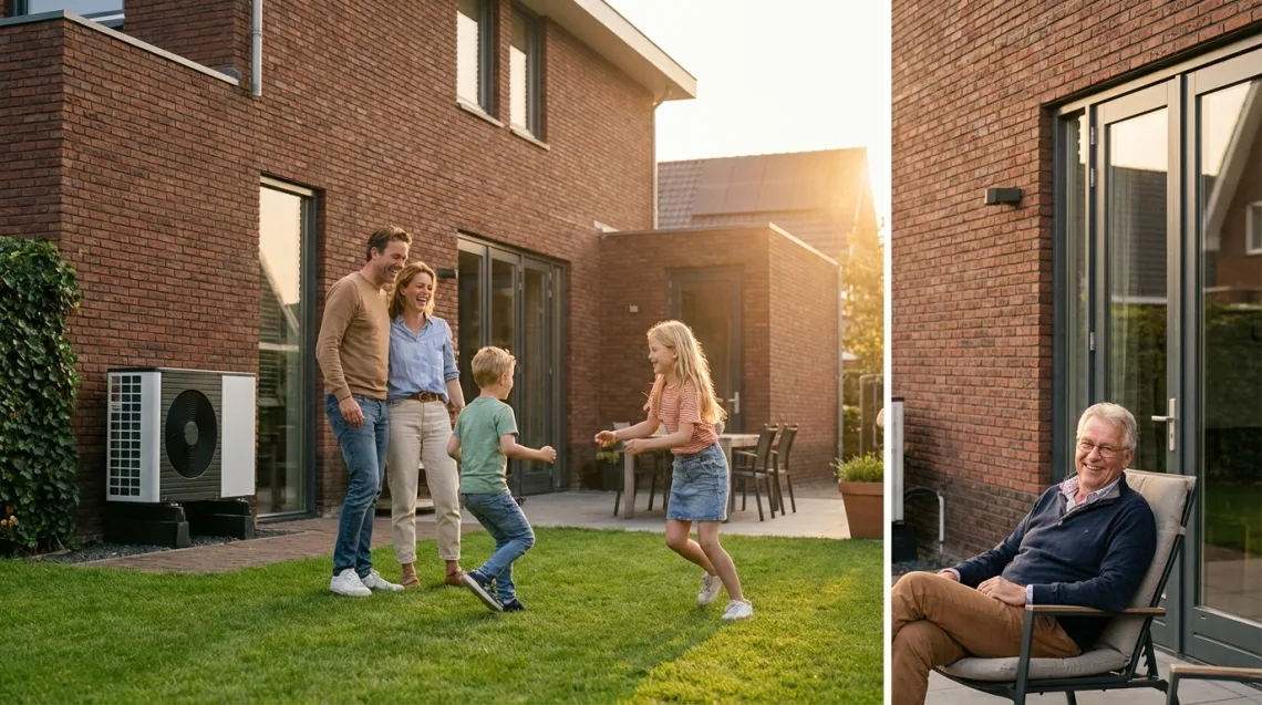 Warmtepomp installatie in Creil - Warmtepomp in tuin van Nederlandse woning
